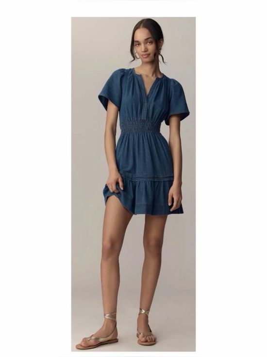 Anthropologie Dresses & Skirts - Anthropology Denim Tiered Short Sleeve Dress - Blue